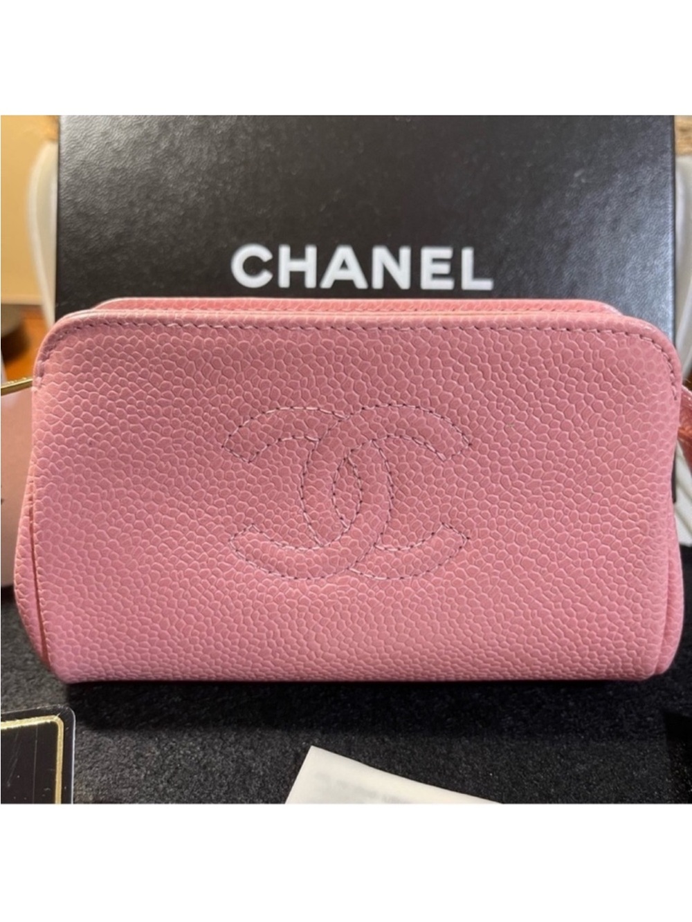 Pouch Chanel Caviar Leather Mini Pink Pouch - Picture 2 of 16